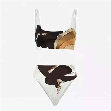 bikini fendi bianco|fendi high waisted swimsuit.